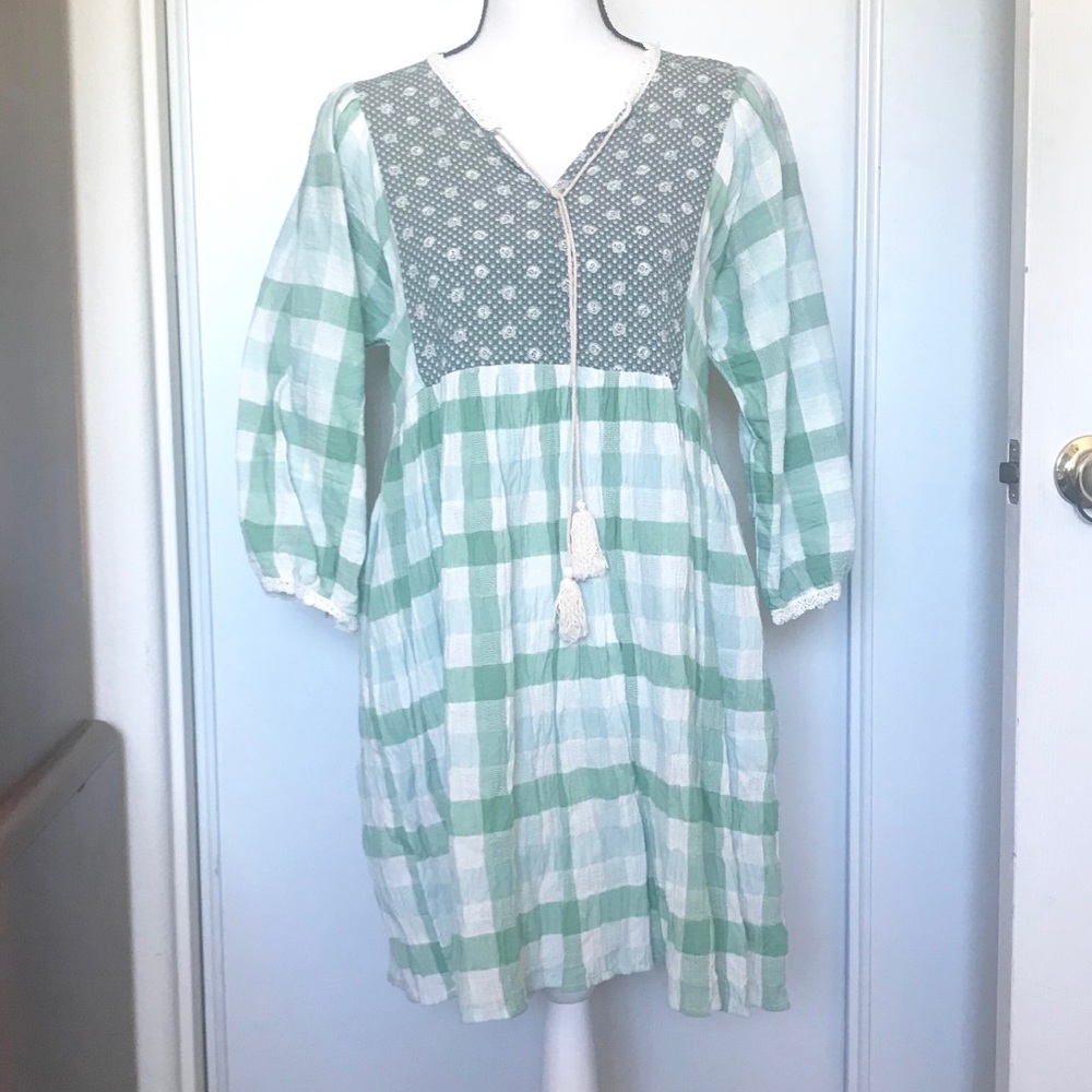 Umgee green plaid tunic dress/top